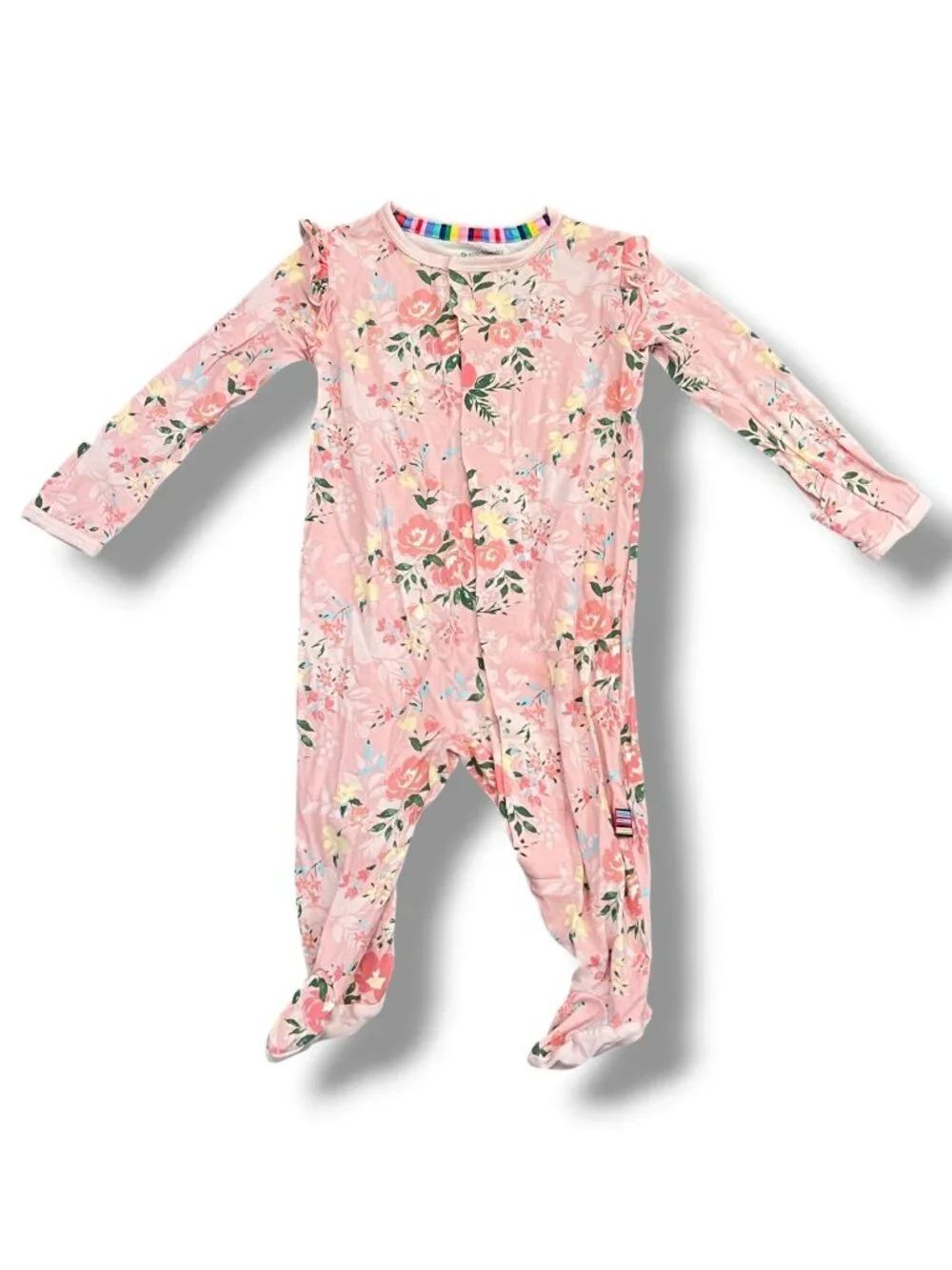 Magnetic Me Pink Floral Print Ultra Soft Modal Footie Sleeper Size 0-3M